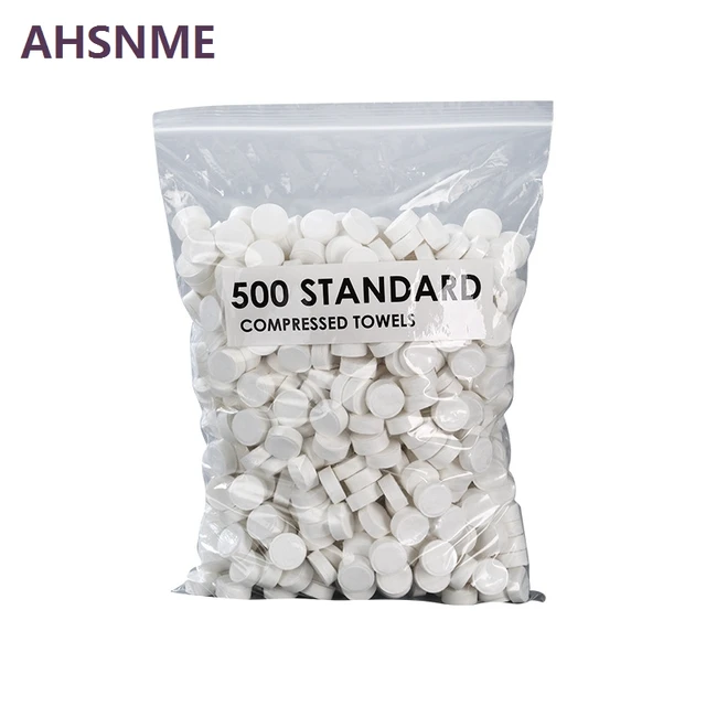 Ahsnme 500Pcs Eldobható Sűrített Törülköző 22*24 Cm -Es Kültéri Utazási Nem Szövött Tabletta Kézülköző Horgászat Bbq Hordozható