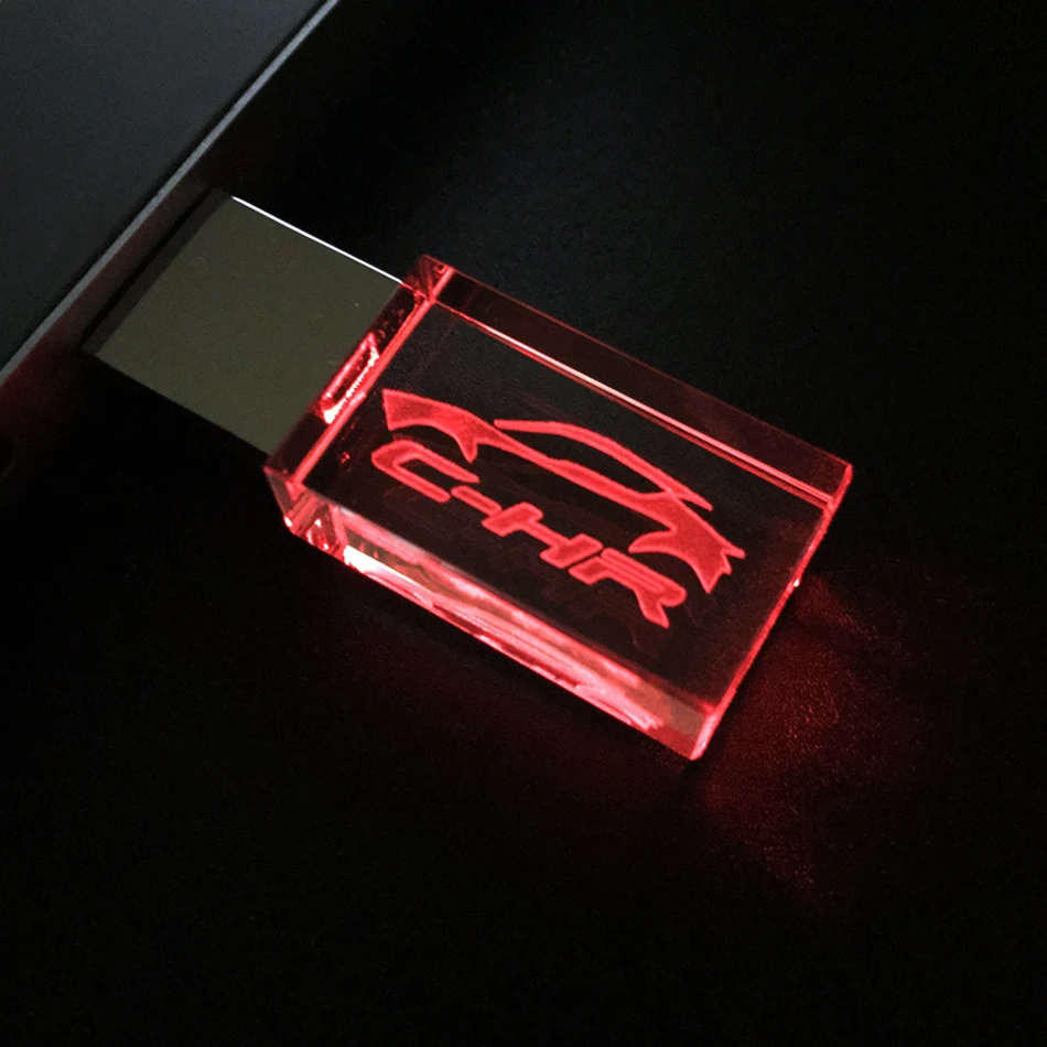 Red Можно настроить логотип usb флэш-накопитель, CHR автомобилей логотип флэш-накопитель 8 ГБ 16 ГБ 32 ГБ 64 Гб светодиодный фонарик USB флэш-накопитель на заказ подарок - Цвет: Red