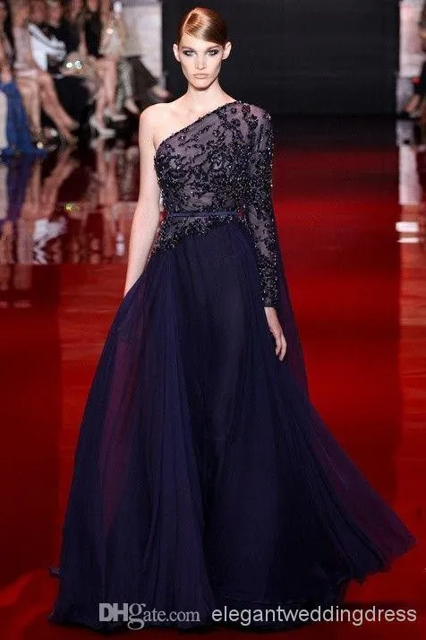 

robe de soiree Style New Sexy Custom Beaded Long One-Shoulder Formal Evening Prom Gown 2020 mother of the bride dresses