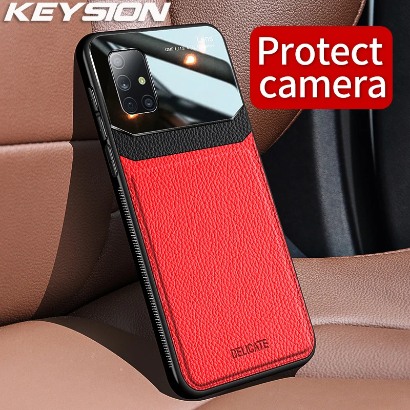 KEYSION Fashion Phone Case for Samsung Galaxy M51 M31 M21 Leather Glass Shockproof Back Cover M31S M30S | Мобильные телефоны и
