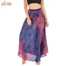 Lu's шикарная Женская юбка Холтер в стиле хиппи бохо цыганский Летний Пляжный длинный макси юбки