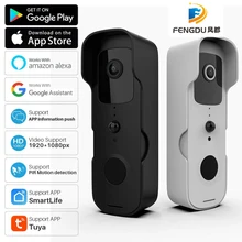 Sonnette vidéo Tuya pour maison intelligente, étanche, Audio bidirectionnel, fonctionne avec Alexa Echo Show Google Home