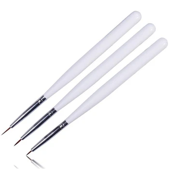 

3pcs/Lot hot Sale White Nailbrush For Gel UV Polish Soft Brushes For Manicure Painting Tiny Nail Pattern Nail Art Pen