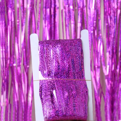 Девичник, вечерние занавески, блестящая золотая мишура, бахрома, фольга, занавеска на день рождения, свадьбу, украшение, задний план, стена - Цвет: laser purple