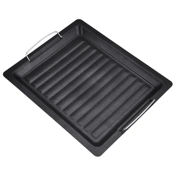 

Non-Stick Thick Square Grill Pan with Two Helper Handles for Outdoor BBQ --M25
