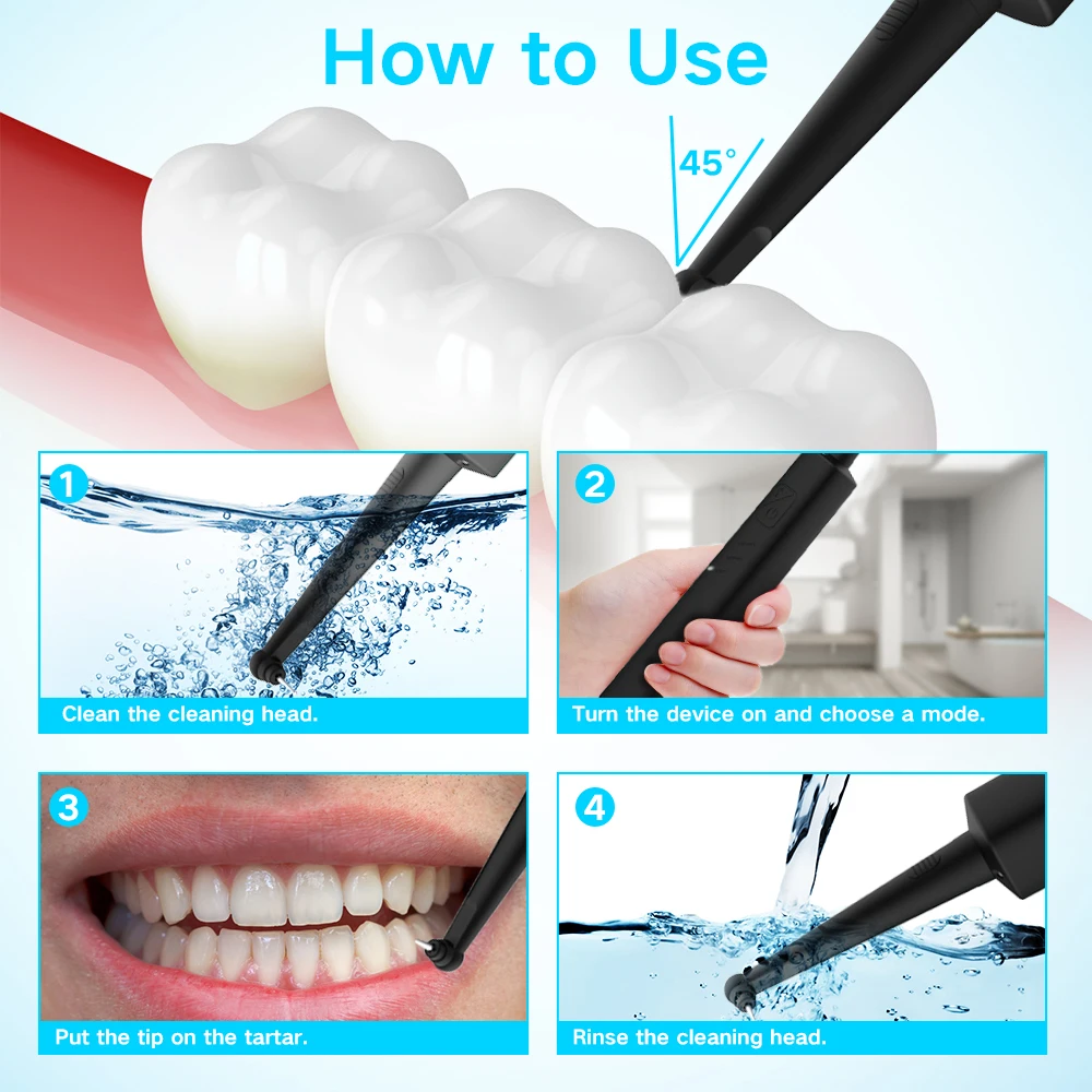 Dental calculus remover Electric Portable Oral Irrigation teeth whitening Tartar Scraper Health Hygiene Dropping Greenish Blue