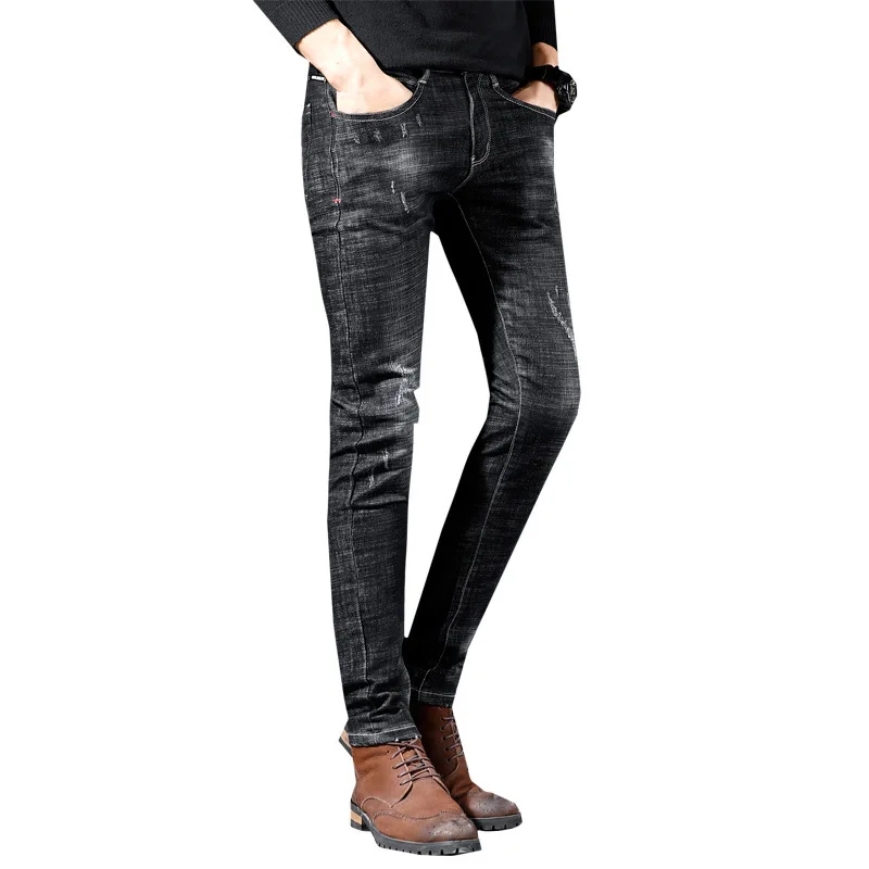 Men Classic Slim Fit Shinny Vintage Cowboy Jeans Pantalones Hombre