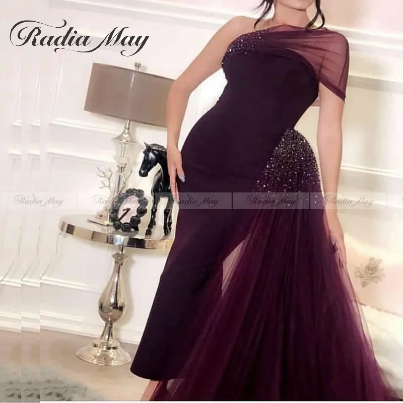 Dubai Paars Mermaid Avondjurk 2019 Arabische Een Schouder Crystal Kralen Prom Dresses Afneembare Rok Vrouwen Formele Party Gown Dubai Paars Mermaid Avondjurk 2019 Arabische Een Schouder Crystal Kralen Prom Dresses Afneembare Rok Vrouwen Formele Party Gown