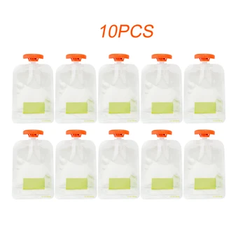 

10pcs/set Newborn Home Kitchen Travel Reusable Baby Food Pouches With Lid Feeding Fruit Storage Dispenser Portable Multifunction
