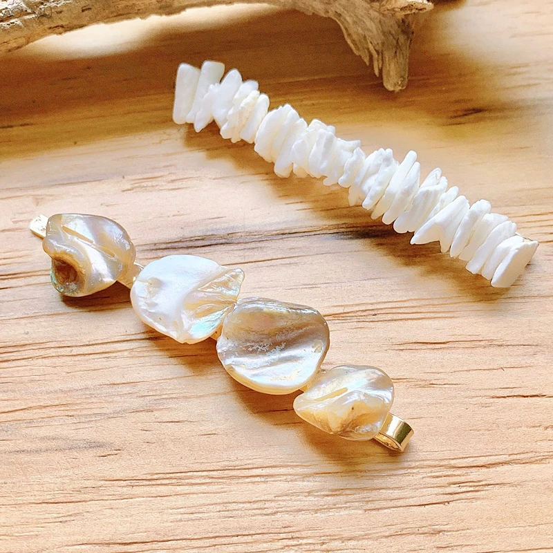 AOMU Новая роскошная металлическая Золотая жемчужина неправильная оболочка Длинные заколки для волос для женщин заколка зажим для волос Свадебные аксессуары для волос