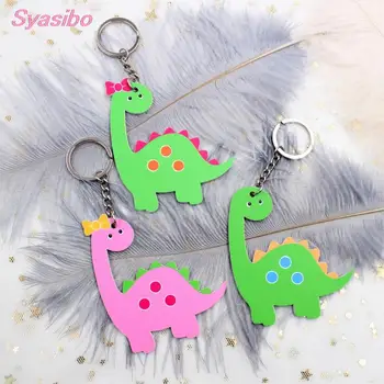 

(1piece) 76mm Acrylic Dinosaur Keychain for Girls Bow Dinosaur Monogram Keychain Gift Laser Cutout-KC027