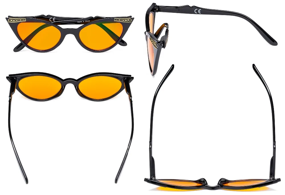 DS914 Eyekepper Ladies Blue Light Blocking Glasses with Orange Filter Lens for Sleeping- Cateye Computer Eyeglasses Women