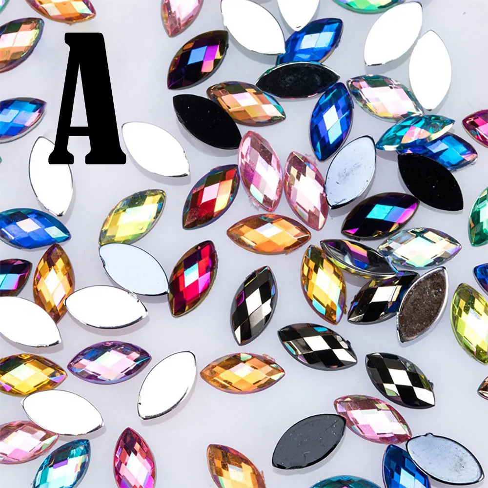 Женская мода 500 шт блестящие стразы «лошадиный глаз» 3D клей акриловые аксессуары для ногтей алмазный дизайн ногтей Y10.10 - Цвет: A