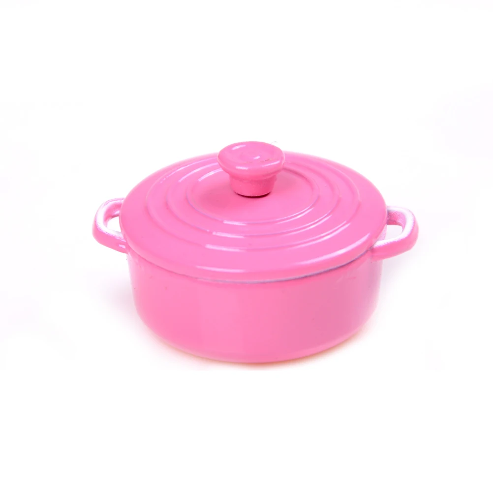 Hot Pot 1:12 Dollhouse Miniature Metal Cooking Soup Pot Cookware Dollhouse Kitchen Accessories Miniature 8