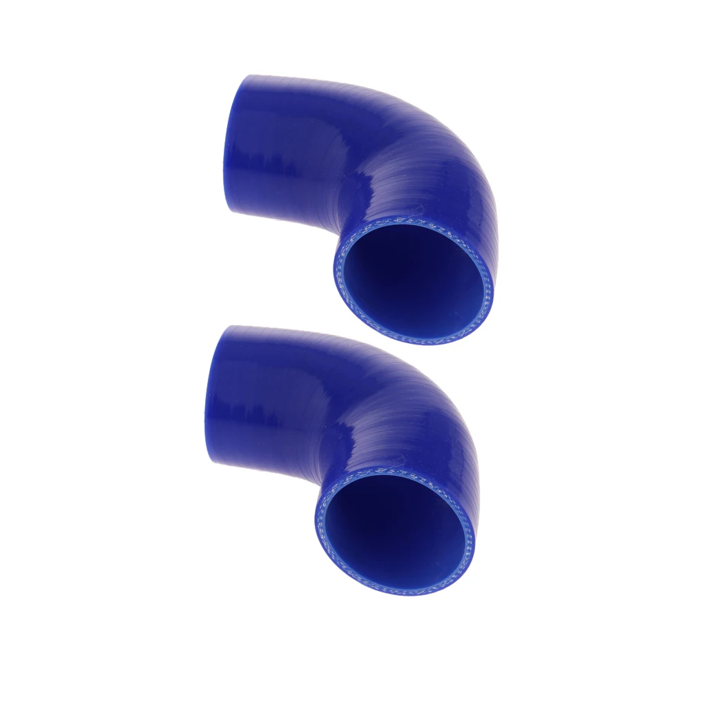 Set of 2 90 Degree 63mm Elbow Silicone Coupler Reducer Hose Intercooler Piping Blue