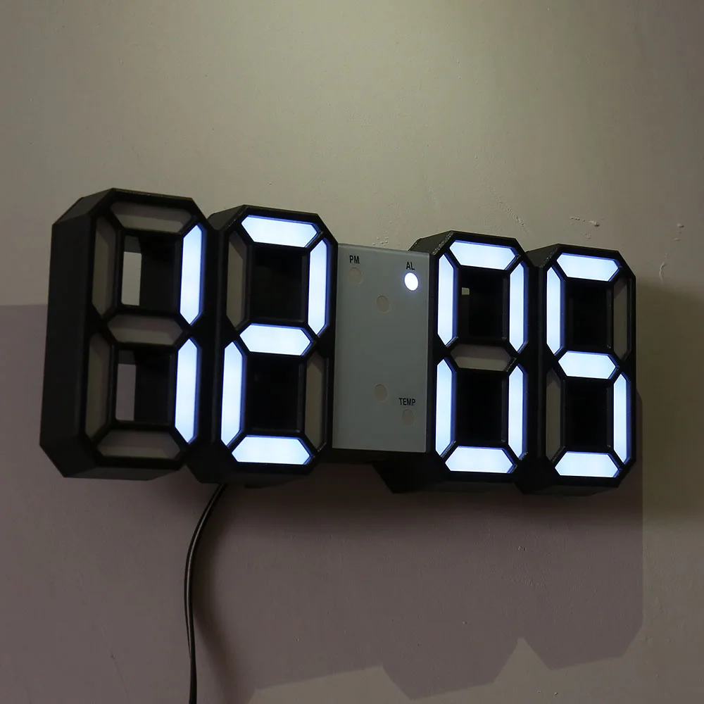 WallClockWatchClock3DLedDigitalModernDesignLivingRoomDecor