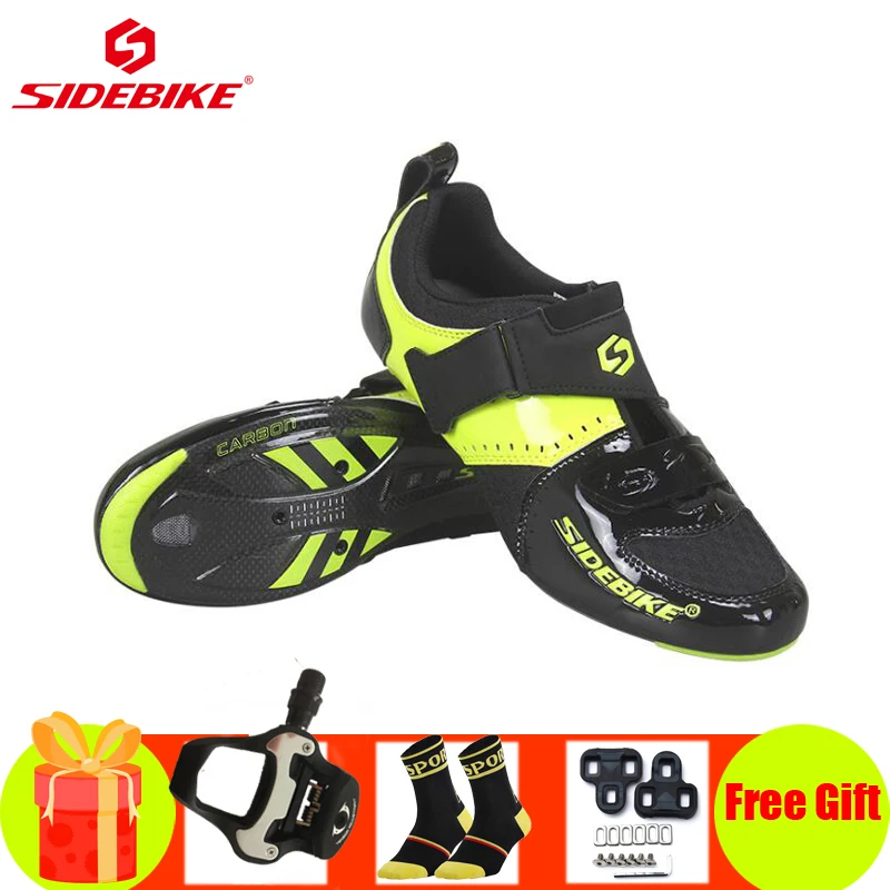 

SIDEBIKE Triathlon Road Bike Shoes Men Women Carbon Fiber Self-locking Breathable Cycling Sneakers Sapatilha Speed Bike Shoes