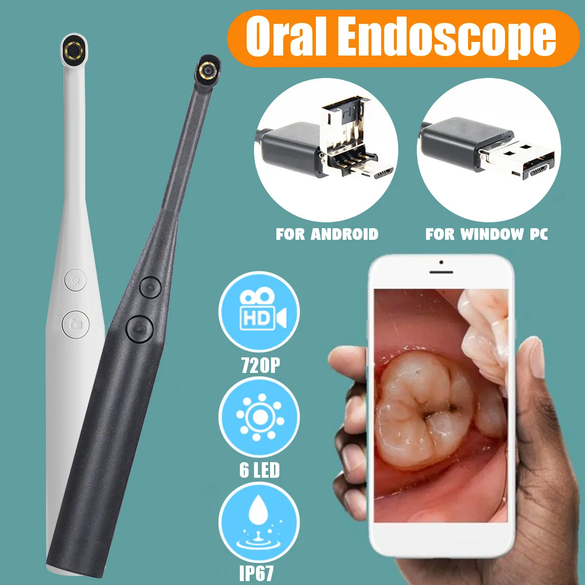 Caméra intra-orale WiFi HD USB pour dentiste, outil d'inspection vidéo en temps réel pour le blanchiment des dents