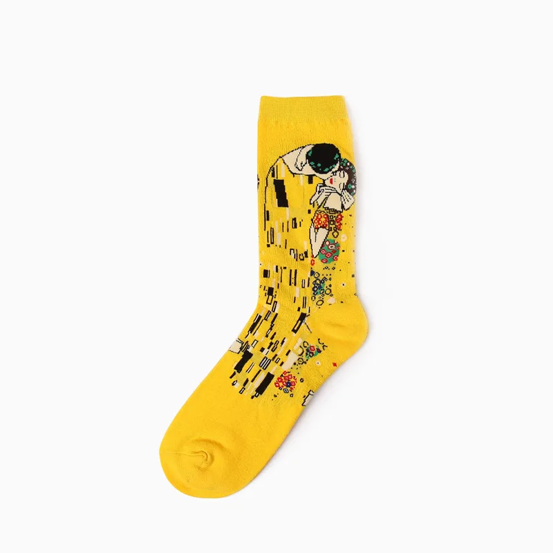 14 стилей ретро Ван Гог Мона Лиза Густав Климт длинные носки зима осень хлопковые носки художественная картина маслом носки - Цвет: 10