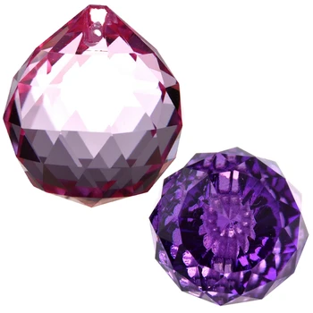 

New 40mm Pink Feng Shui Crystal Ball & 30mm Purple Crystal Ball Prisms
