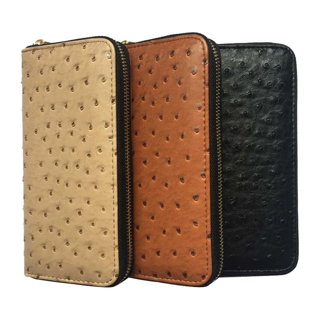 Ostrich Leather Wallet Clutch Purse