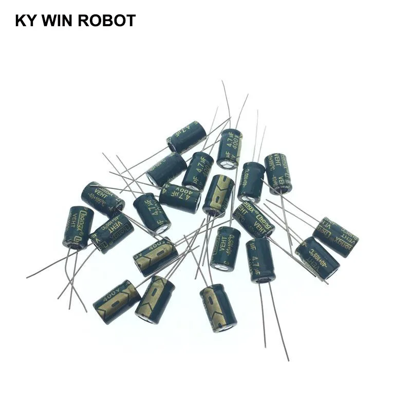 Electrolytic Capacitor, Aluminum Electrolytic Capacitor 20pcs Electrolytic Capacitors 4.7UF 400V 8x12mm 105C Radial High-frequency Low Resistance