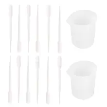 14Pcs Silicone Mixing Cups Epoxy Resin Silicone Measuring Cups 100ml Plastic Droppers Pipettes Jewelry Making Tools