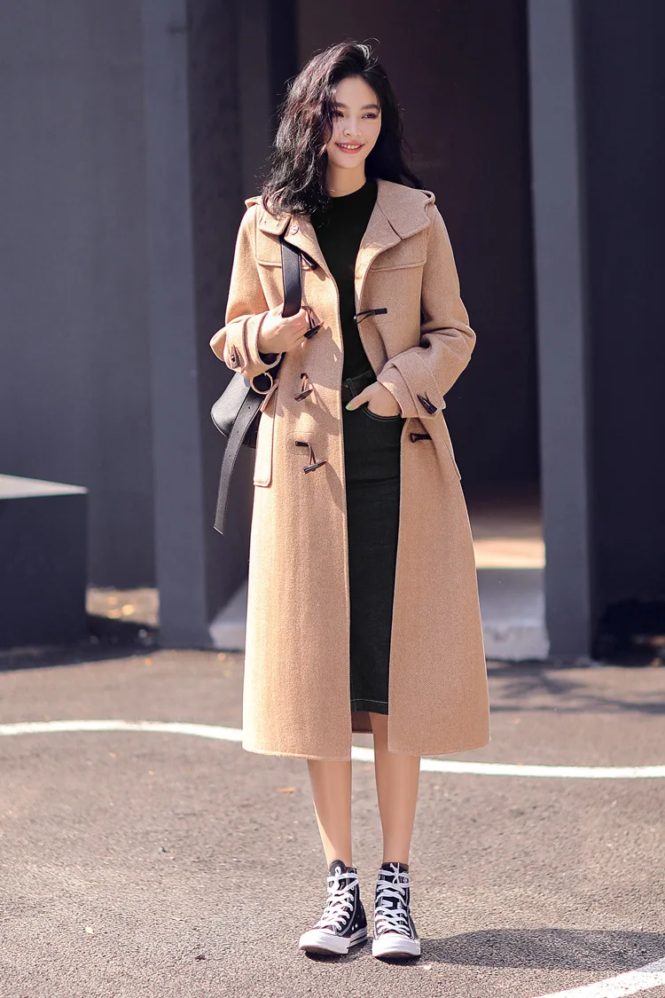 Дамские верблюжьи пальто женское длинное шерстяное пальто зимнее теплое пальто цвета кофе женское с капюшоном винтажное шерстяное пальто za Роскошные Дизайнерские Пальто