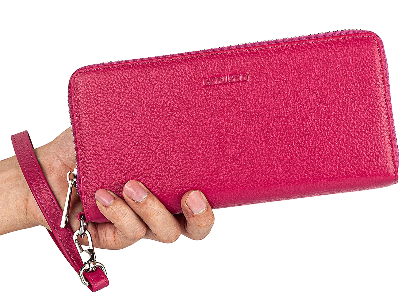 Женский кошелек из натуральной кожи, Длинный кошелек, женские держатели для карт, Carteira Feminina, сумка для телефона, Дамский кошелек на молнии, клатч - Цвет: rose red
