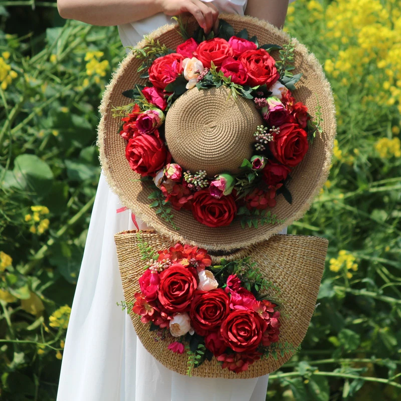 flower straw bag
