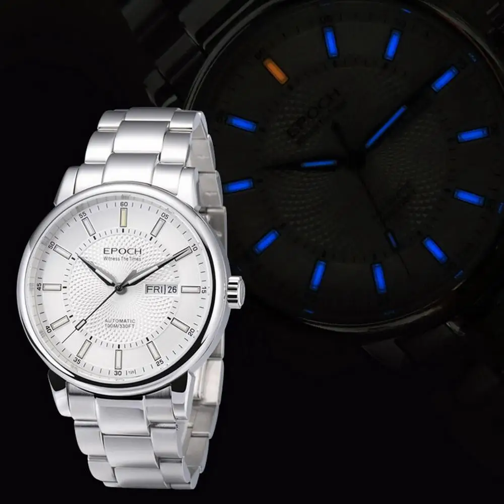 Тритий часы мужские, автоматические часы EPOCH мужские роскошные T100 светящиеся водонепроницаемые механические наручные часы reloj hombre 6039G-A - Цвет: watch men p1