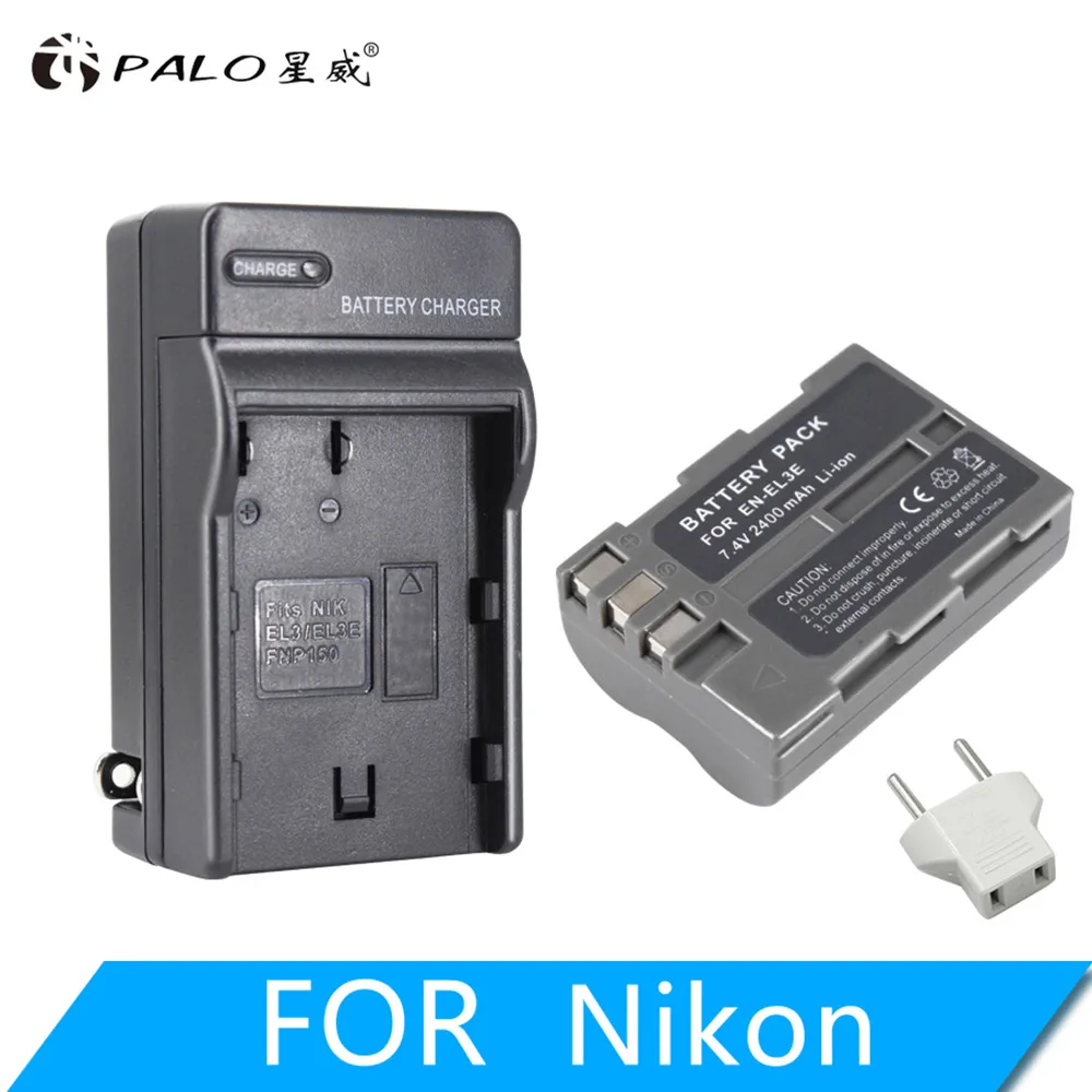 1PC with charger PALO 2400 мА/ч, EN-EL3E ENEL3E батарейный блок камеры для Nikon D90 D80 D300 D300s D700 D200 D70 D50 D70s D100 D-100 D-300 D-70 D-9 - Цвет: 1PC with charger
