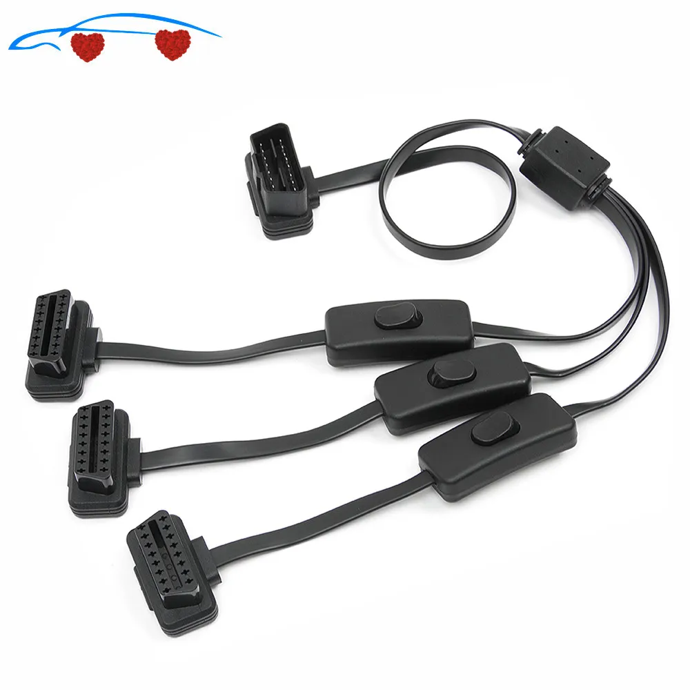 2020 OBD II OBD2 16Pin разветвитель удлинитель 1 штекер и 3 гнезда адаптер (1 на с