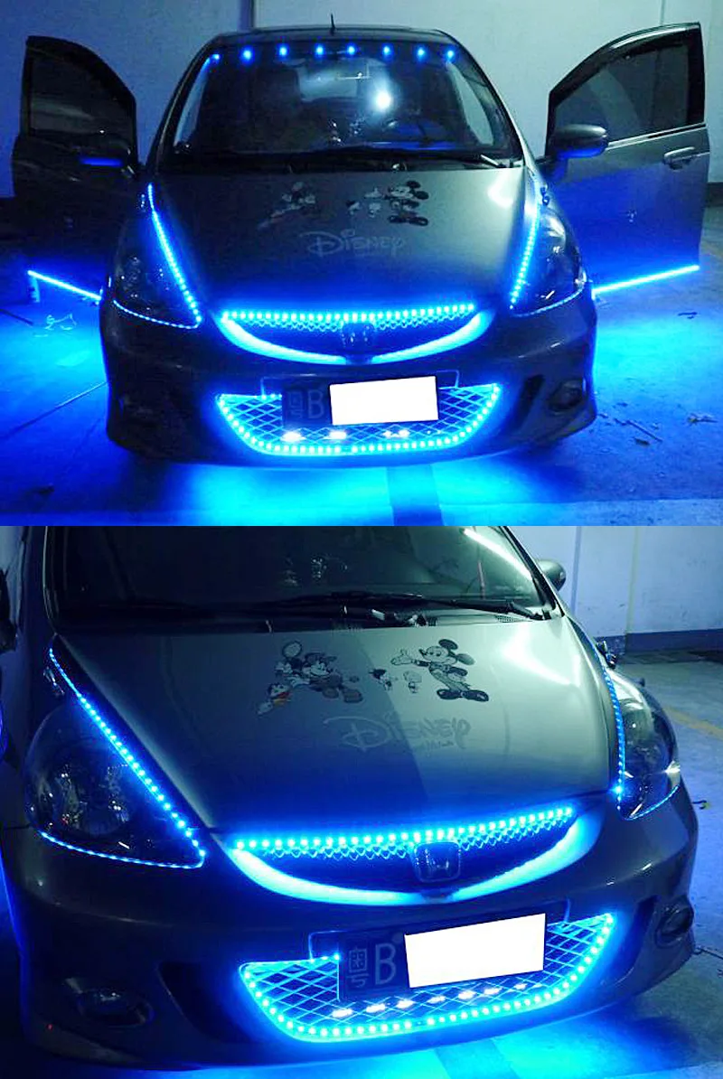 Водонепроницаемый 30CM15SMD автомобильный мотоцикл декоративные RGB свет настроения светодиодный автомобильный монтируемый свет огоньки со шнуром атмосферная лампа
