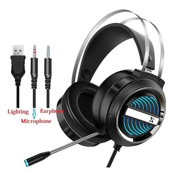 

PC Wired Earphone Headset PC Gamer Stereo Headphone Flexible Adjustable Mic Headset Profession Gaming Headset