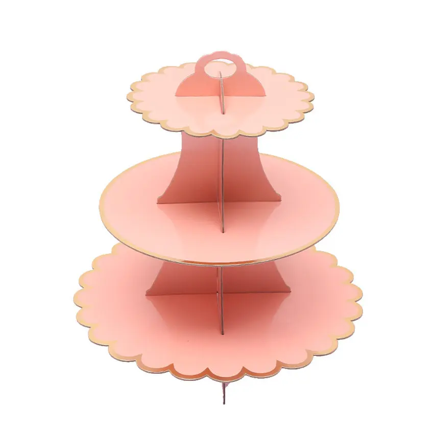 Birthday Cake Stand Disposable Decoration Foldable Dessert Holder Display Shelf Paper Wedding Party Triple Layer Party Supplies - Цвет: G