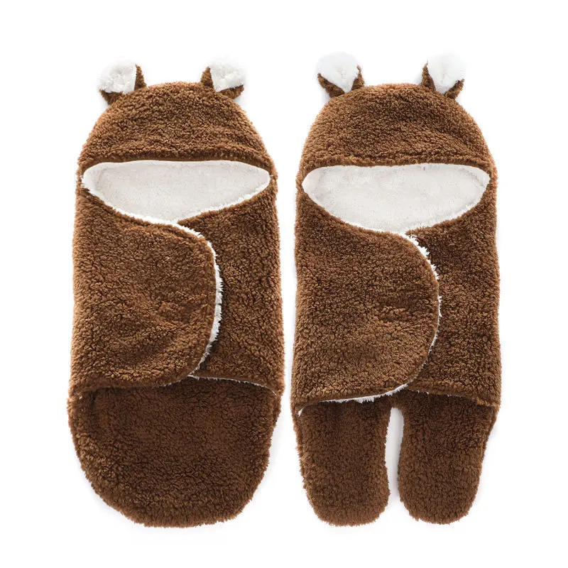 Baby Bathrobe Newborn Sleeping Swaddling Wrap Bag Kick-proof Children's Sleeping Blanket Thicken Double Fluff Boy Girl Soft 0-6M