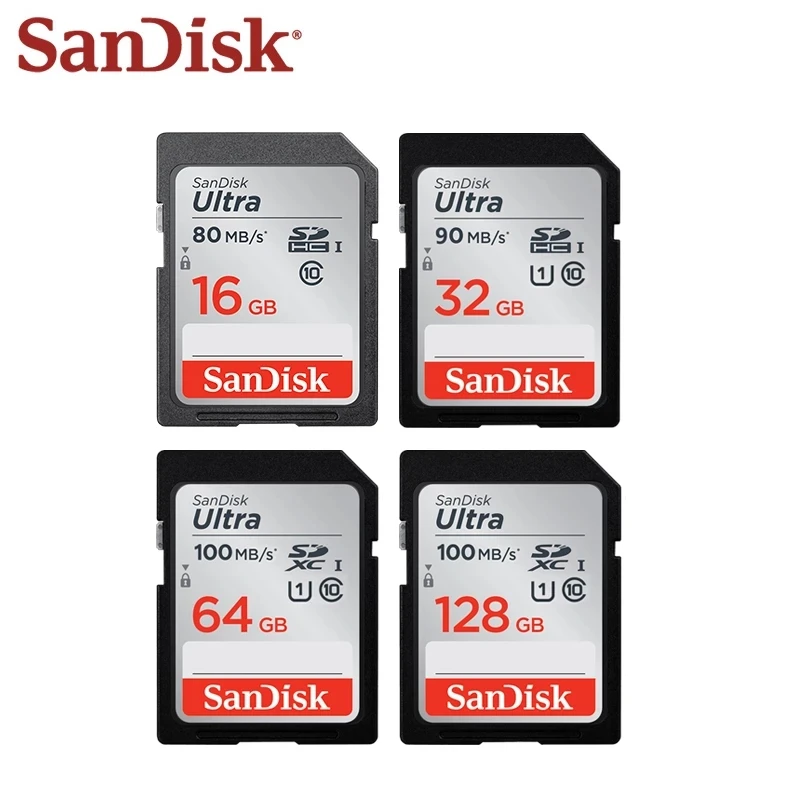 

SanDisk Ultra SD Card Max 100MB/S 32GB 64GB 128GB SDHC SDXC Class10 Memory Card For Camera Support Official Verification