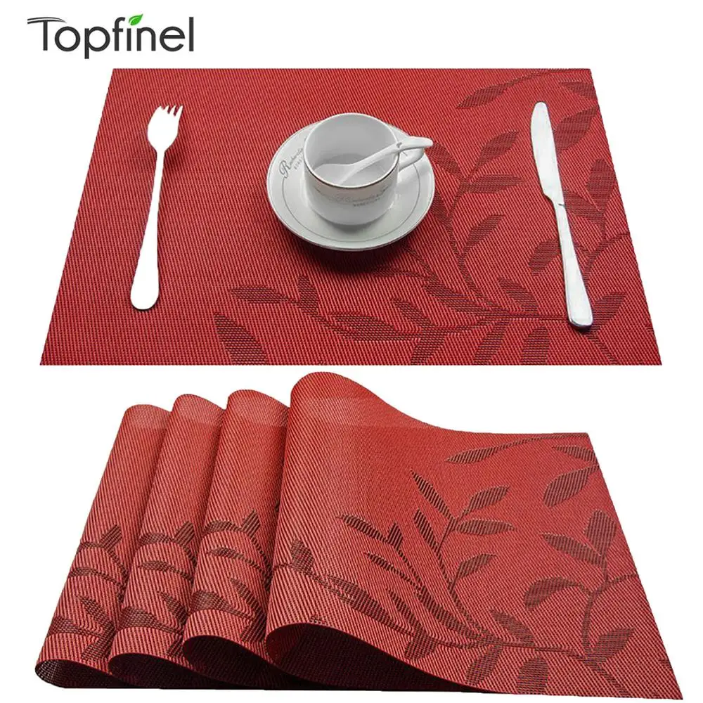  Topfinel PVC Flower Pattern Placemats for Dining Table Runner Linens place mat in Kitchen Accessori