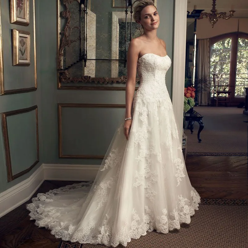 KOMGGMO Vestidos De Novia 2019 Новое поступление кружевное свадебное платье с аппликацией без