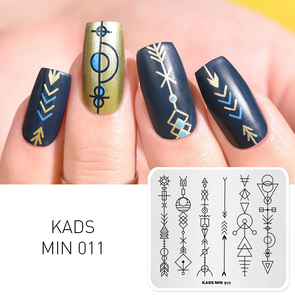 KADS пластины для стемпинга ногтей 33 дизайна, серия MIN, накладные изображения, шаблонные штампы, сделай сам, маникюрный штамп, трафарет для дизайна ногтей - Цвет: MIN 011