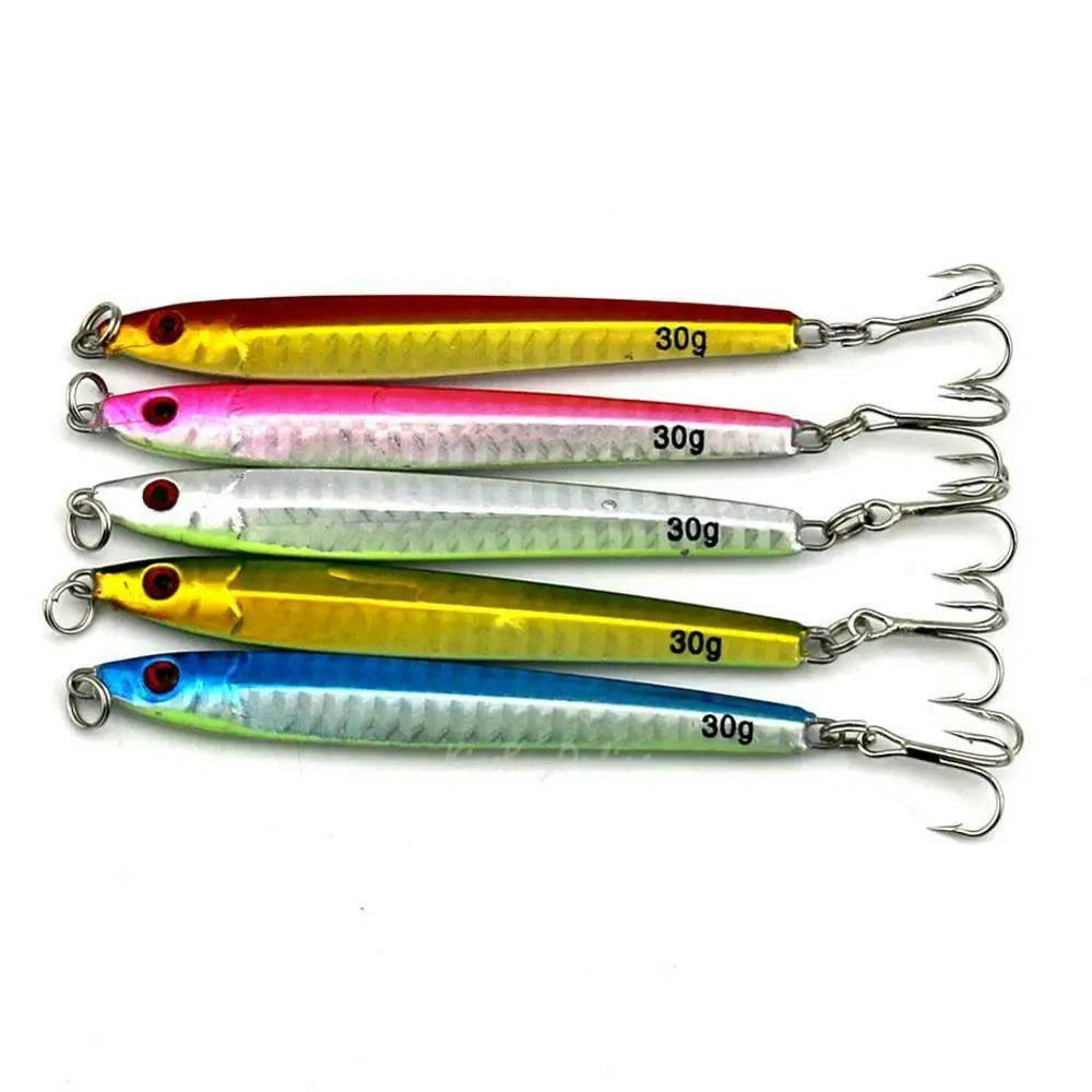 

5pcs Fishing Lure 3D Eyes Lead Casting Jig Metal Slice Hard Fish Bait Spinning for Bonito Swimbait