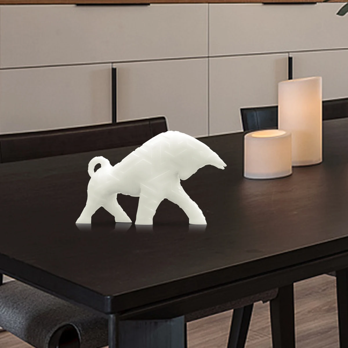

Bull Figurines 3D Printed Bull Sculpture Animal Desk Tabletop Statue Indoor Home Decor Crafts Decorative Art Collection