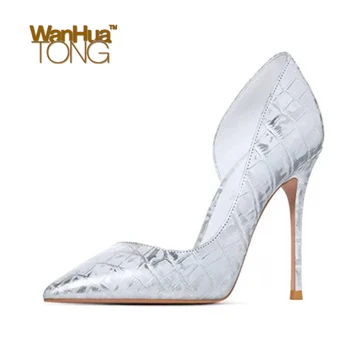 

Wanhuatong Fashion Sexy Sweet Crocodile Skin Pattern Business Party Wedding Pointed Toe Stiletto Heel Pumps Size45