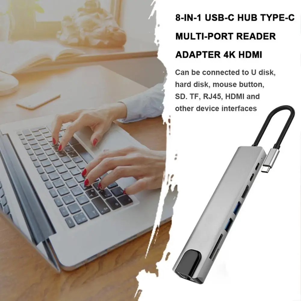 8 в 1 USB-C концентратор type-C многопортовый кардридер адаптер 4K HDMI для MacBook Pro кардридер type C PD зарядный адаптер