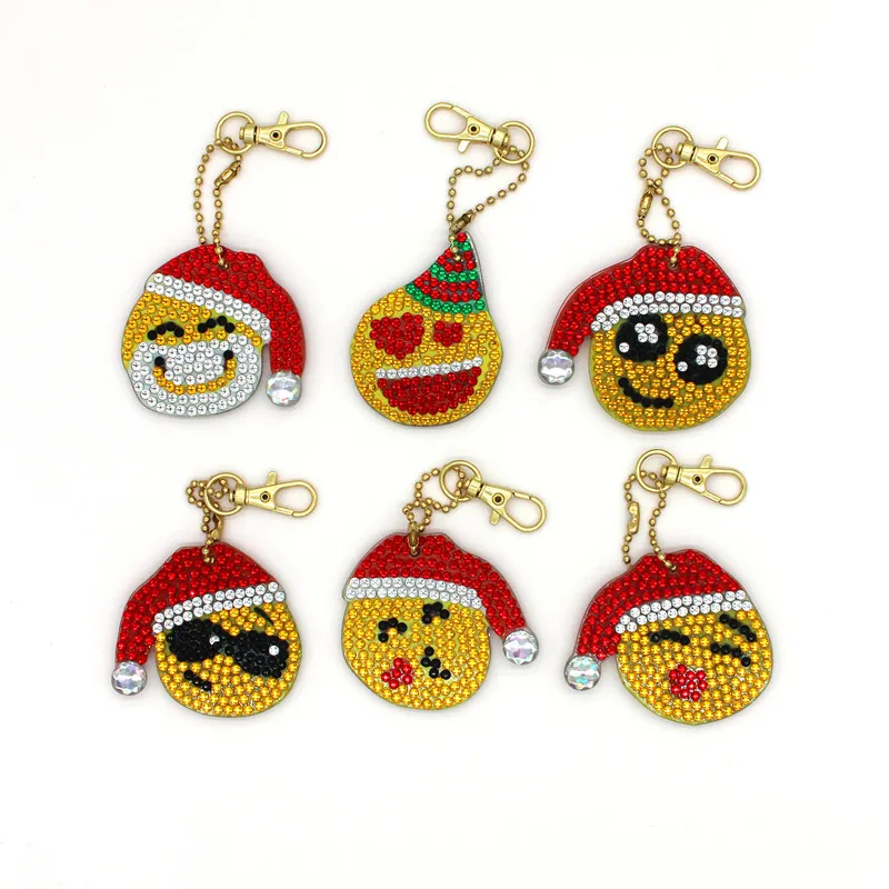 DS041 DIY ключ полный дрель алмазная живопись улыбается Единорог Животное мультфильм брелок ключ двухсторонние украшения - Цвет: DS041