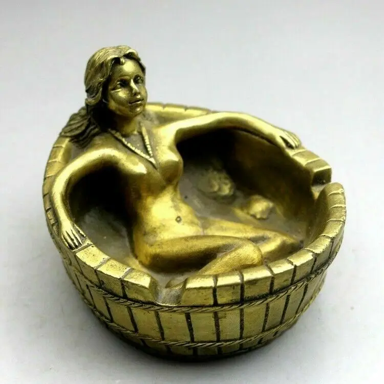 

Винтажная скульптура Naked Lady латунная пепельница Обнаженная женщина эротическая Статуэтка арт-деко