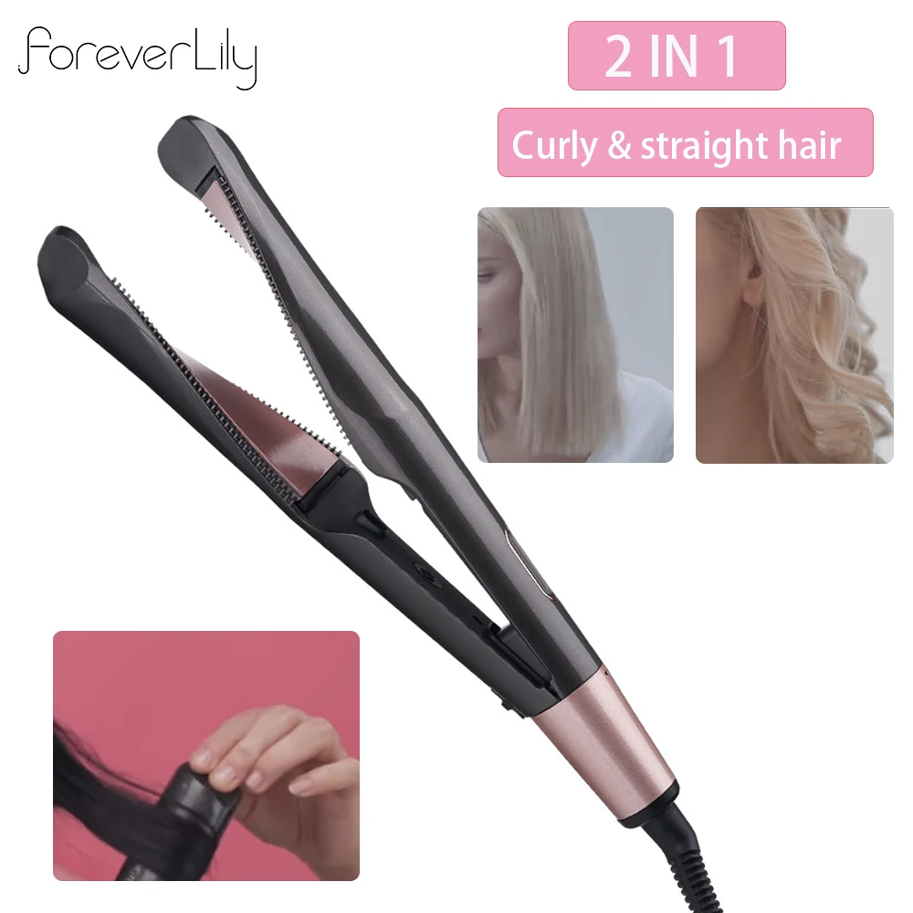 

Professional 2 in 1 Electric Straightening Iron&Curling Iron Hair Curler Hair Straightener Flat Irons Ceramic Styling Tools
