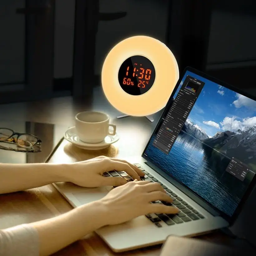 Цифровой будильник Sunrise Wake Up будильник светящийся с 6 цветами атмосферное освещение для домашнего декора настольные часы