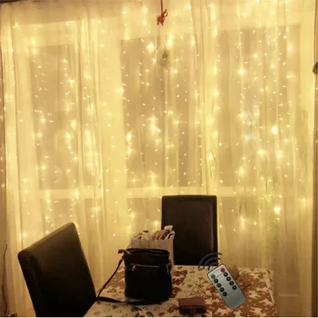

3*1M LED Curtain String Lights Flash Fairy Garland Remote Control For New Year Christmas Indoor Wedding Home Eave decor